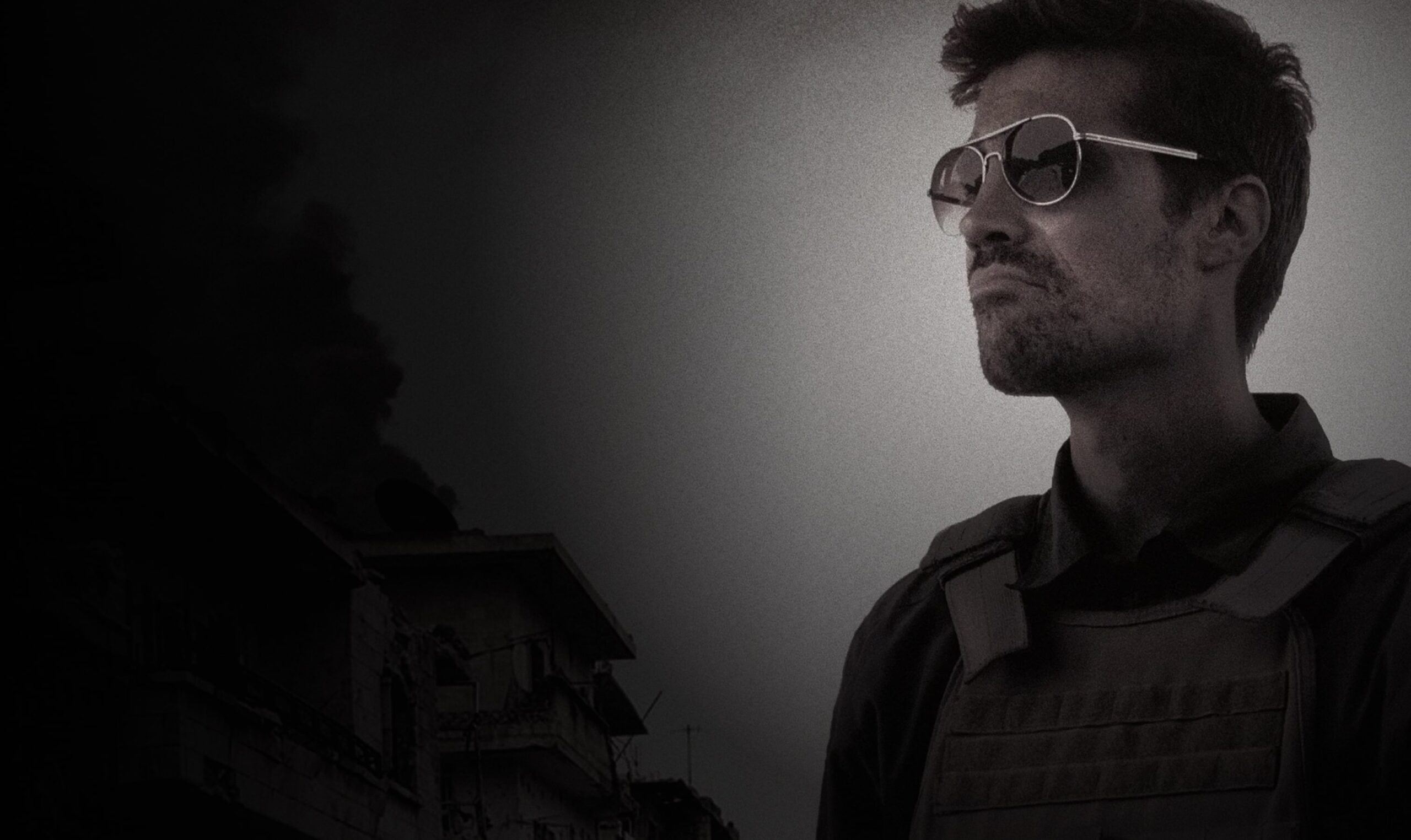Image of Jim Foley and the foundation's tagline, Inspiring moral courage, one person at a time