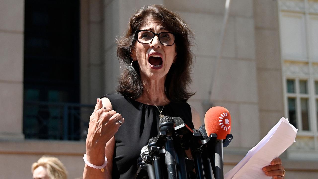 Diane Foley, mother of James Foley, speaks to members of the media after the sentencing of El Shafee Elsheikh at the U.S. District Courthouse in Alexandria, Va., Friday, Aug. 19, 2022. Elsheikh, who was sentenced to life in prison, was convicted on April 14, 2022 of kidnapping and murdering freelance journalist James Foley as well as participating in the detention and murders of Steven Sotloff, Kayla Mueller and Peter Kassig, all in 2014.