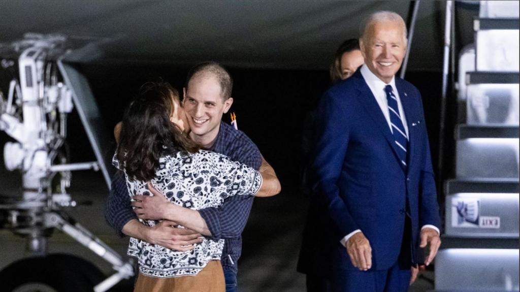 Tears, hugs and a salute as three freed Americans back on US soil after historic prisoner swap with Russia